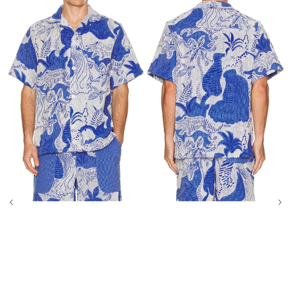 OAS Blue and White Casual Button Down Shirt